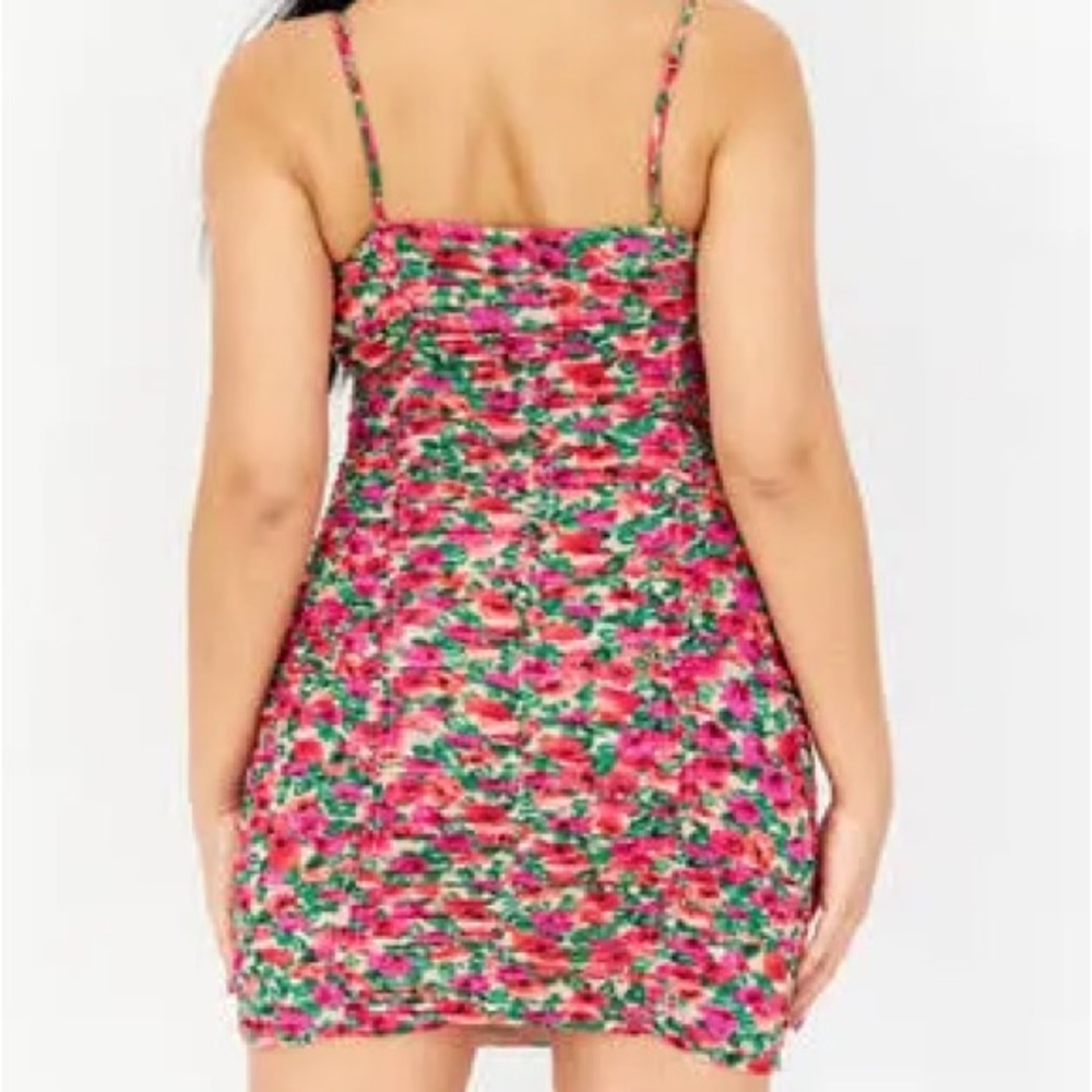 Endless Rose Double Ruched Skinny Floral Mini Dress - Picture 2 of 5